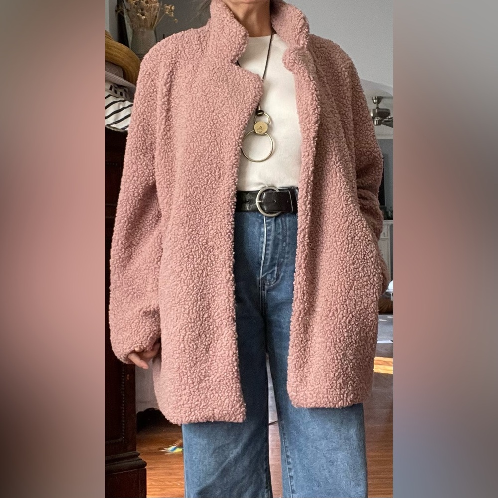 Mauve Wool Sherpa Coat